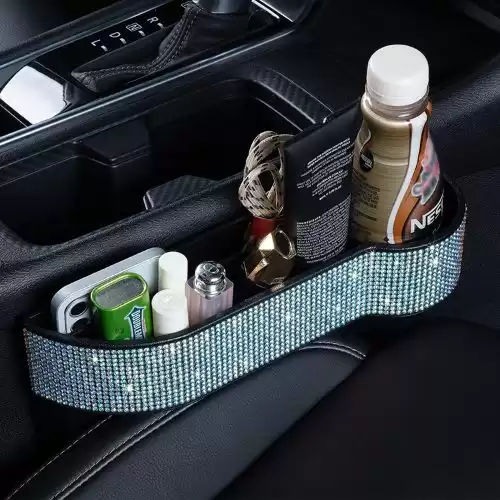 eing Car Seat Side Drop Organizer,Side Slit Car Seat Gap Filler,Car Seat Console Storage Organizer,Car Seat Pockets with Cup Holder and 2 Charging Port,1PC for Passenger Driver (Multicolor Diamonds)