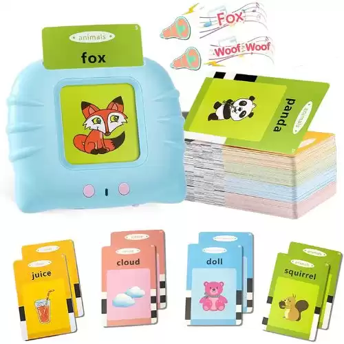 Talking Flash Cards Educational Toys for 2 3 4 Year Old Boys Girls, Toddlers Learning Toys Electronic Interactive Toys, Preschool Montessori Toys Christmas Birthday Gift for Kids Ages 2 3 4 5