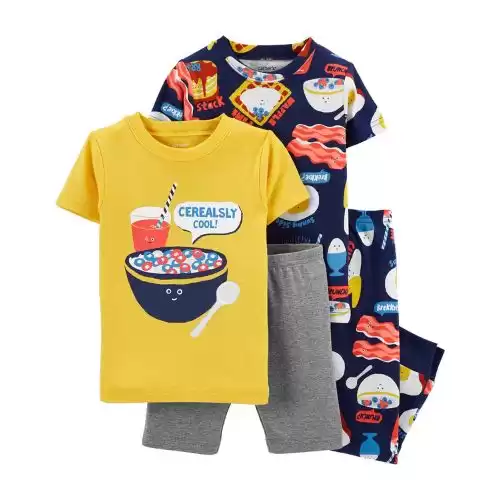 Carter's Toddler Boys 4-Piece Snug Fit T-shirt, Shorts and Pajama Set