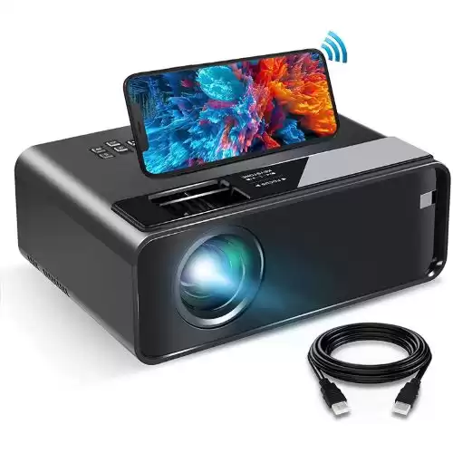 ELEPHAS Mini WiFi Projector for iPhone, 2022 Upgraded HD Movie Projector with Synchronize Smartphone Screen, Portable Projector Supports 1080P, Compatible with iOS/Android/TV Stick, and HDMI/USB/VGA