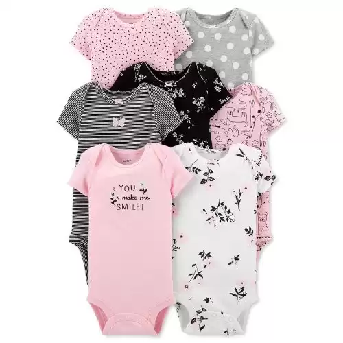 Carter's Baby Girls 7-Pack Short-Sleeve Bodysuits