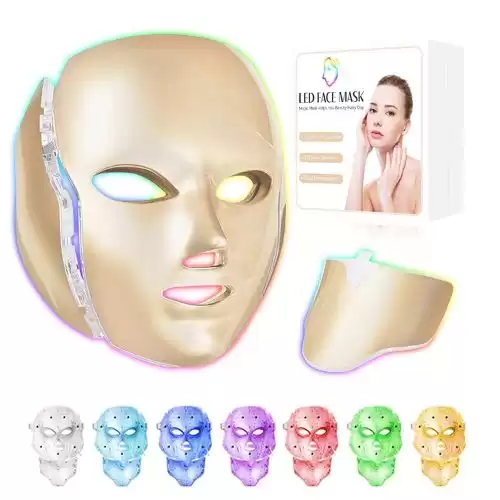 Led-Face-Mask-Light-Therapy Red Light Therapy for Face with 7 Color LED Skin Care Mask Facial Mask for Skin Rejuvenation Face and Neck