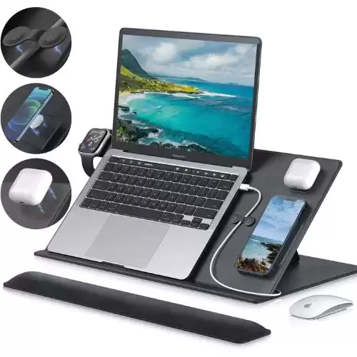 Dokicat Home Office Lap Desk with Mouse Pad, Phone Holder, Watch Holder, Magnetic iPad Holder, Book Holder, iPencil Magnetic Pad, Fit Up to 15.6 Inch Laptop, 10.2 inch Pad, for Couch, Bed, Travel