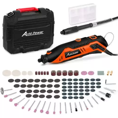 AVID POWER Rotary Tool Kit Variable Speed with Flex Shaft, 107pcs Accessories and Carrying Case for Grinding, Cutting, Wood Carving, Sanding, and Engraving-Orange