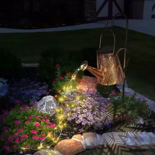 Dnejiu Solar Lights Outdoor Garden Decor, Large Watering Can Hanging Lantern Waterproof Landscape Lights Outside Decorations for Yard Front Porch Lawn Driveway Patio Backyard Pathway Gardening Gift