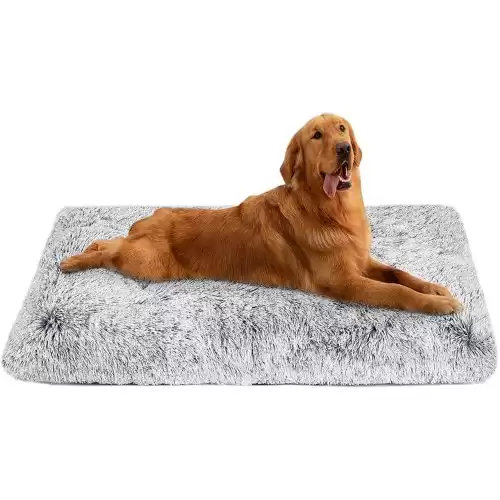 Dog Bed Crate Pad, Dog beds for Large Dogs, Plush Soft Pet Beds, Washable Anti-Slip Dog Crate Bed for Large Medium Small Dogs and Cats,Dog Mats for Sleeping and Anti Anxiety, Fluffy Kennel Pad