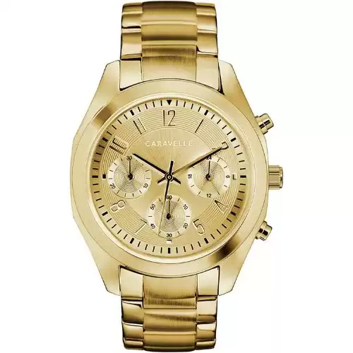 Caravelle Sport Chronograph Ladies Watch, Stainless Steel , Gold-Tone (Model: 44L238)