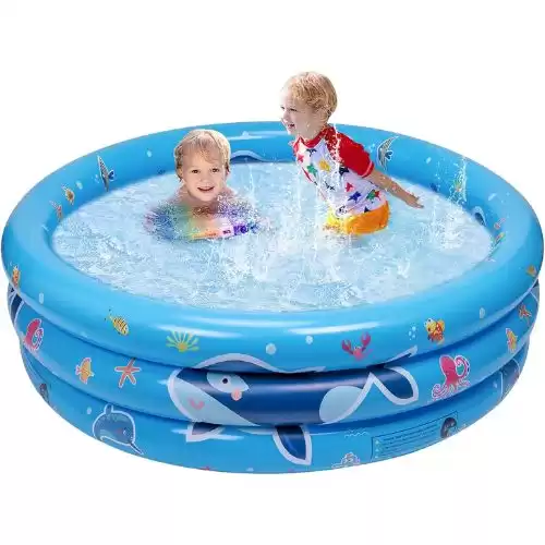 balnore Kiddie Pool for Toddlers - Whale Inflatable Kiddie Pools | Kids Pools for Backyard | 3 Ring Kiddie Pool/47x17 Indoor Outdoor Pool Party