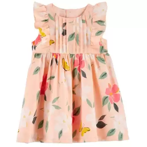 Carter's Baby Girls Floral Sateen Dress with Diaper Cover