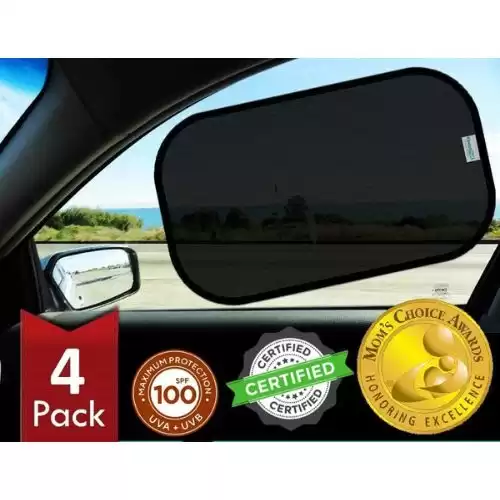 kinder Fluff Car Window Shades -Certified car Sun Shade Blocking 99.95% UVR -Award Winning Car Sunshade as Truck & car Interior Accessories - Car Window Shade for Baby - Car Seat Sun Protection