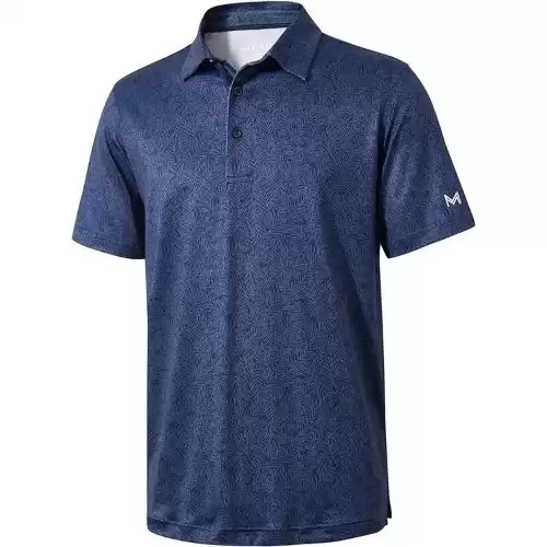 Golf Shirts for Men Dry Fit Short Sleeve Print Performance Moisture Wicking Polo Shirt