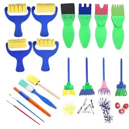 Yesbay 17Pcs Children Kids Painting Sponge Brushes DIY Graffiti Drawing Art Craft Tool