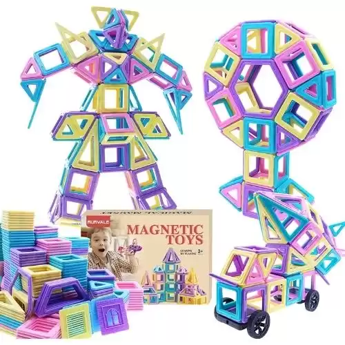 100Pcs Magnetic Blocks, Magnet Toys for 3 4 5 6 7 Year Old Boys Girls, Magnetic Tiles, Learning Educational STEM Toys for Toddlers 1-3, 3-5, 4-8 Building Blocks for Kids Ages 3+ Birthday Gifts