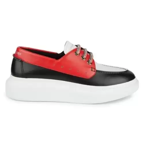 ALEXANDER MCQUEEN Colorblock Leather Boat Shoes