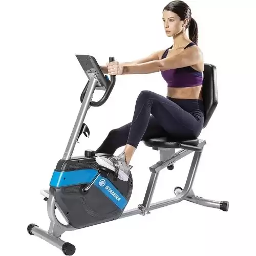 Stamina Recumbent Exercise Bike - Smart Workout App, No Subscription Required - Magnetic Resistance Stationary Cycle for Home