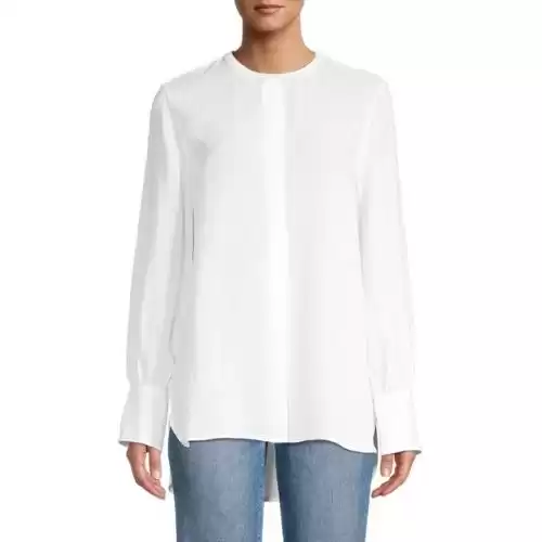 THEORY ​Popover Linen-Blend Button Tunic