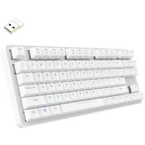 Wireless Keyboard, DAREU 2.4G TKL Ergonomic Mechanical Wireless Keyboard with Aluminum Alloy Panel, Function pad and Hot Keys, Stable Connection Keyboard for Mac, Windows, PC, Laptop(Red Switch)