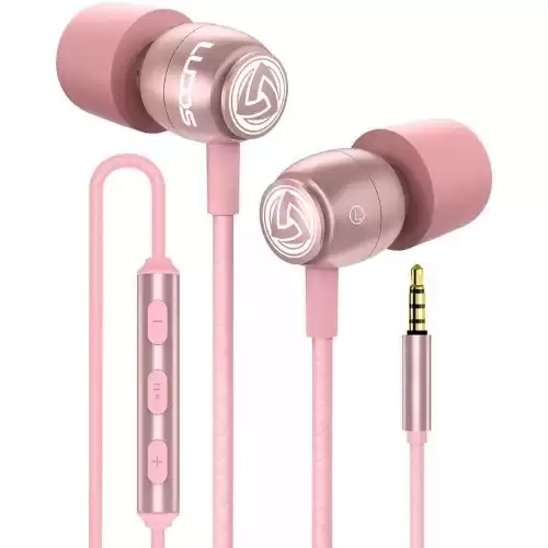 LUDOS Clamor Wired Earbuds in Ear, Noise Isolating Headphones with Microphone, Earphones with Mic and Volume Control, Memory Foam, Bass Compatible with iPhone, Apple, iPad, Computer, Laptop, PC