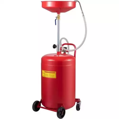 VEVOR Waste Oil Drain Tank 20 Gallons Portable Air Operated Drainer, Container, Fluid Fuel Transfer Drainage, Adjustable Funnel Height, with Wheel