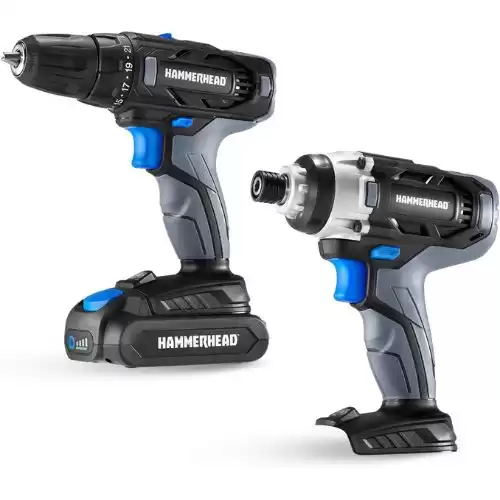 Hammerhead 20V Cordless 2-Tool Combo Kit: Drill and Impact Driver with 1.5Ah Battery and Charger - HCC2020