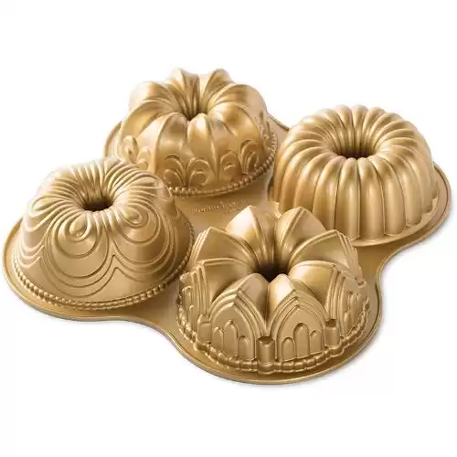 Nordic Ware 91377 Nordicware 9 Cup Bundt Quartet Pan, Gold