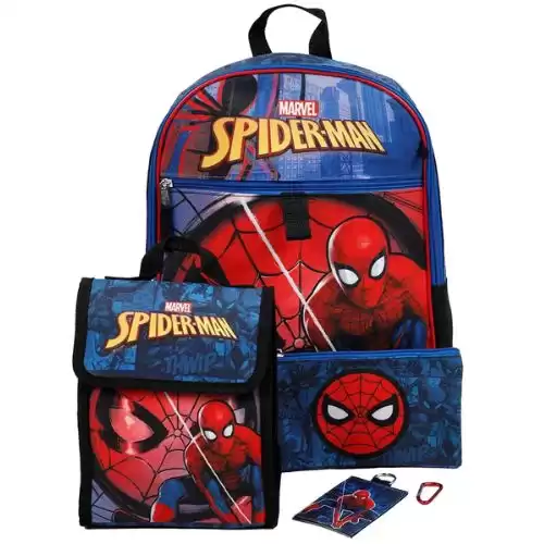 BIOWORLD Spiderman Backpack, 5 Piece Set