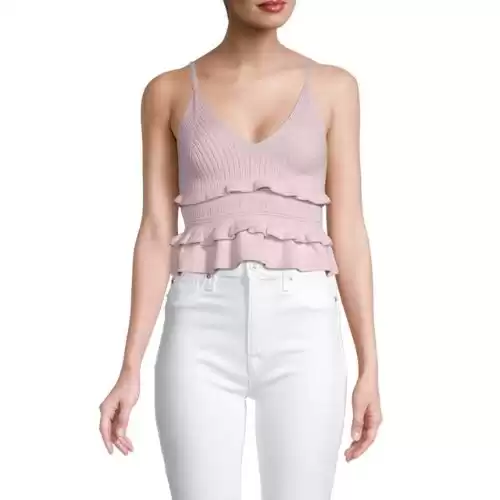 BCBGENERATION Ruffle-Trim Peplum Knit Top