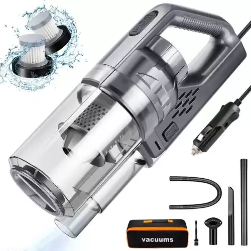 Car Vacuum, CherylonCar Portable Car Vacuum Cleaner High Power 150W/7500Pa, Handheld Vacuum for Car Interior Cleaning with Wet or Dry for Men/Women, 16.4 Ft Corded (Grey)