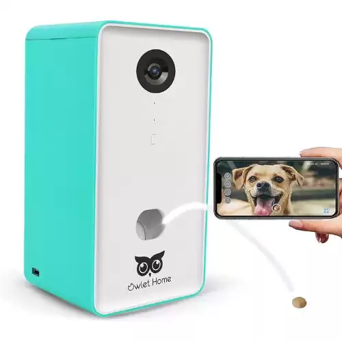 Owlet Home | Pet Camera with Treat Dispenser & Tossing for Dogs/Cats, WiFi, 1080P Camera, Live Video, Auto Night Vision, 2-Way Audio, Compatible with Alexa