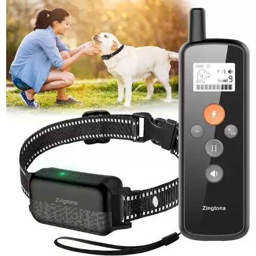 Zingtona Dog Shock Collar for Large Dogs(10-120lbs), Rechargeable Shock Collar for Medium Dogs, Waterproof Dog Training Collar for Small Dogs with Beep Vibration Shock Modes