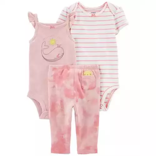 CARTER'S Baby Girls 3-Piece Bodysuits and Pants Set