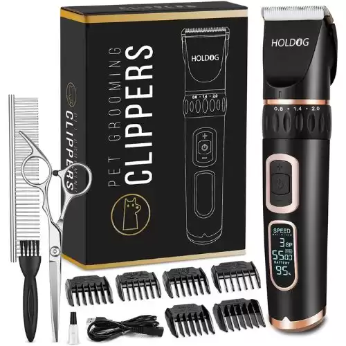 Dog Clippers Professional Heavy Duty Dog Grooming Clipper 3-Speed Low Noise High Power Rechargeable Cordless Pet Grooming Tools for Small & Large Dogs Cats Pets with Thick & Heavy Coats