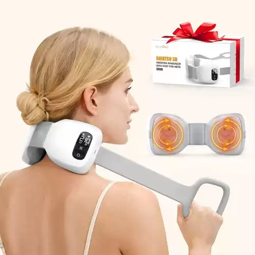 Cordless Shiatsu Neck Back Massager with Heat, Deep Tissue 3D Kneading-Ultimate Compact, Electric Shoulder Massager Pillow for Foot/Legs/Body/Neck Muscle Pain Relief, Christmas Gift for Women Men Mom