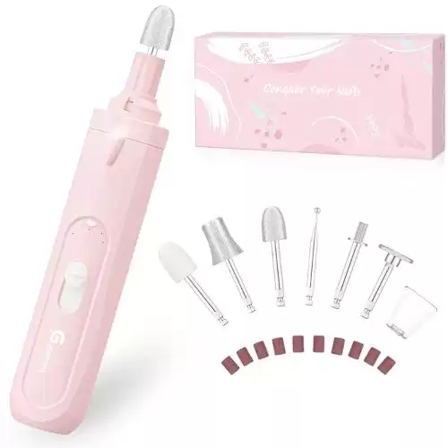 GOGOING Cordless Manicure & Pedicure Kit, 15h of Battery Life, Electric Nail Drill with 3 Speeds, Dual Rotation & 6 Sapphire/Felt Attachments, Electric Nail File Set with Manicure Pedicure Too...