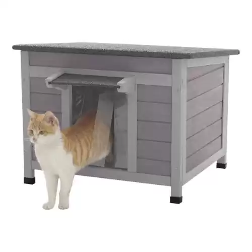 Aivituvin 22.3'' Small Cat House for Feral Cat, Wood Shelter for Small Animals