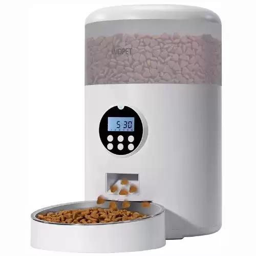 WOPET Automatic Cat Feeder,Timed Dog Feeder Pet Food Dispenser with Desiccant Bag for Dry Food,Programmable Portion Control & Voice Recorder for Small / Medium Pets