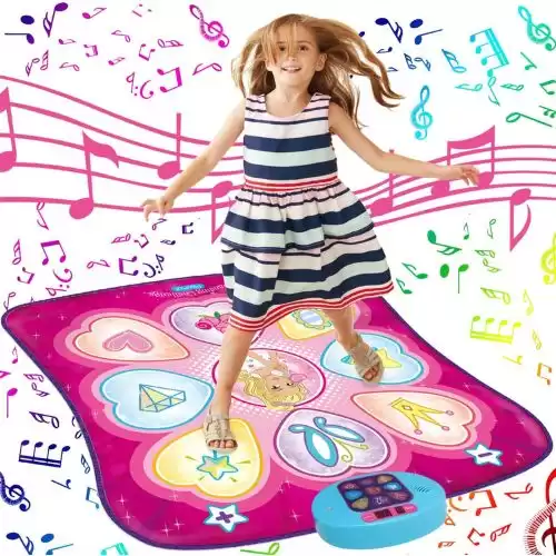 SUNLIN Dance Mat - Dance Mixer Rhythm Step Play Mat - Dance Game Toy Gift for Kids Girls Boys - Dance Pad with LED Lights, Adjustable Volume, Built-in Music, 3 Challenge Levels (35.4