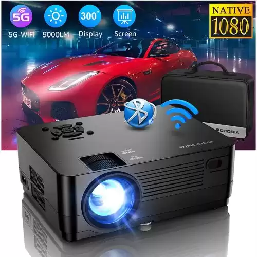 5G WiFi Bluetooth Native 1080P Projector[Projector Screen Included], Roconia 9000LM Full HD Movie Projector, 300