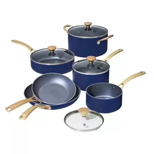 Beautiful 10 PC Cookware Set, Blueberry Pie by Drew Barrymore