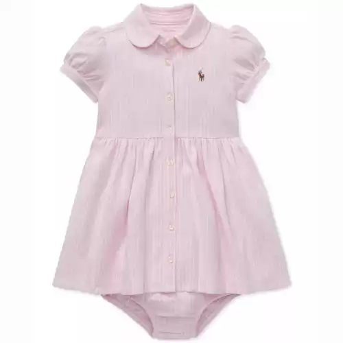 Ralph Lauren Baby Girls Striped Knit Oxford Dress