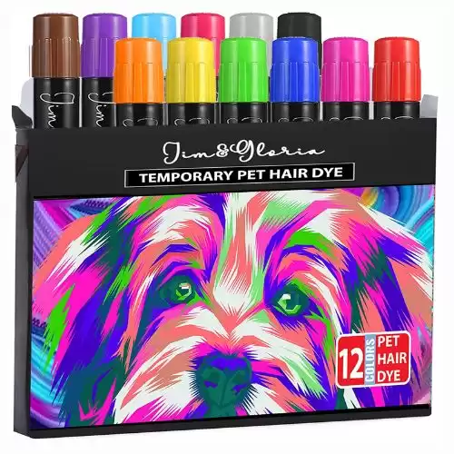 Jim&Gloria Washable Pet Fur Paint Dye For Your Pets Dogs Temporary Colors Hair Painting Pens Grooming Accessories kit , Farm Animal Identification Marking Paint For Cattle Horses Livestock – Set...