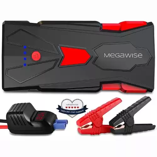 MEGAWISE 1500A Peak 16800mAh Car Battery Jump Starter (up to 7L Gas or 5L Diesel Engines), 12V Portable Power Pack Auto Battery Booster with Dual USB Outputs[2021 Upgrade Model]