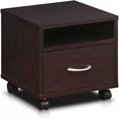 Furinno Indo Petite Under Desk Utility Cart with Casters, Espresso