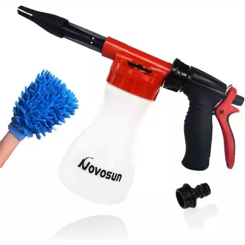 Car Wash Foam Gun, Adjustable Hose Wash Sprayer with Adjustment Ratio Dial Foam Blaster Fit - Foam Cannon Attaches to Any Garden Hose (with Wash Kit)