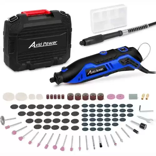 AVID POWER Rotary Tool Kit Variable Speed with Flex Shaft, 107pcs Accessories and Carrying Case for Grinding, Cutting, Wood Carving, Sanding, and Engraving-Blue