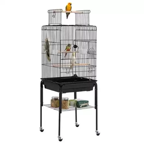 Yaheetech 53.5'' Open Top Standing Bird Cage with Removable Stand Wheels Black