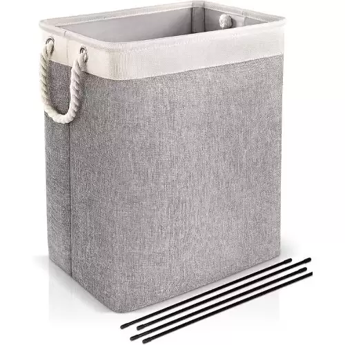 Laundry Basket of the Collapsible Linen,Laundry Hamper with Rope Handles Built-in Lining with Foldable Brackets Laundry Storage Baskets for Bathroom,Toys and Clothing Organization