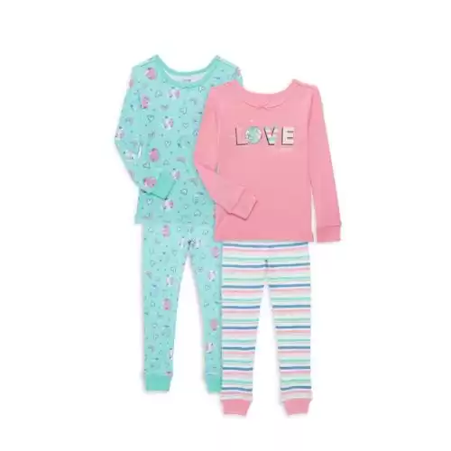 LITTLE ME Little Girl's Planet 4 Piece Print Tee & Joggers Set