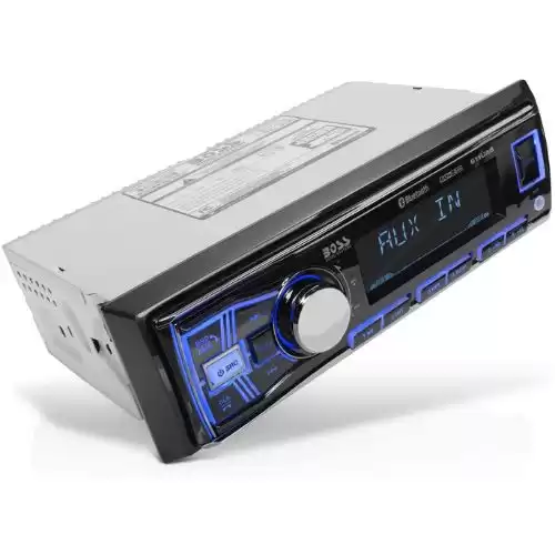 BOSS Audio Systems 611UAB Multimedia Car Stereo - Single Din, Bluetooth Audio and Hands-Free Calling, Built-in Microphone, MP3 Player, No CD/DVD Player, USB Port, AUX Input, AM/FM Radio Receiver