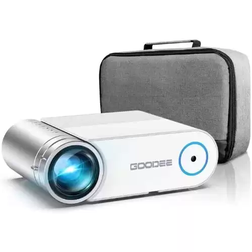 Projector, GooDee Mini Portable Video Projector 7500L, 1080P Full HD and 200”Display Supported Outdoor Movie Projector, Home Theater Projector Compatible with TV Stick, PS4,HDMI,USB,VGA,AV and Phone